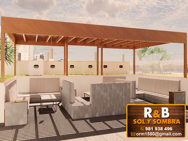 tehos de madera, techos sol y sombra