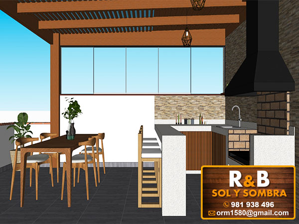 tehos de madera, techos sol y sombra