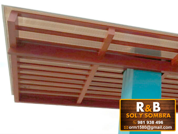 fabricación e instalación de escaleras de madera, techos de madera, techos sol y sombra, techos colgantes