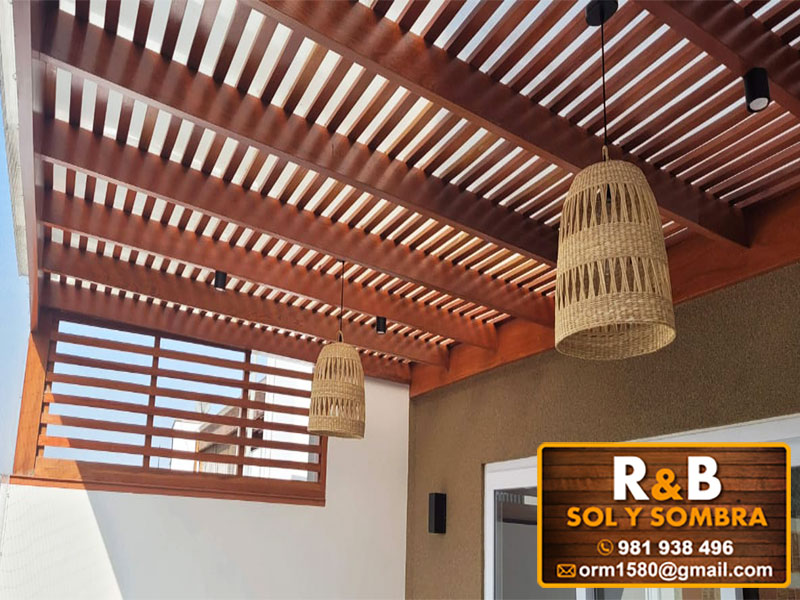 fabricación e instalación de escaleras de madera, techos de madera, techos sol y sombra, techos colgantes