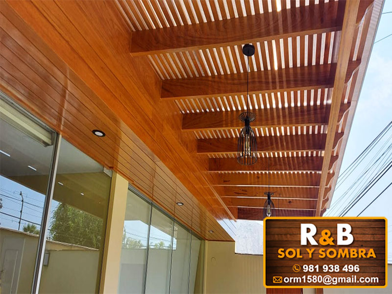 fabricación e instalación de escaleras de madera, techos de madera, techos sol y sombra, techos colgantes