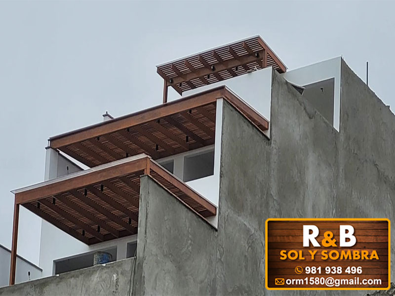 fabricación e instalación de escaleras de madera, techos de madera, techos sol y sombra, techos colgantes
