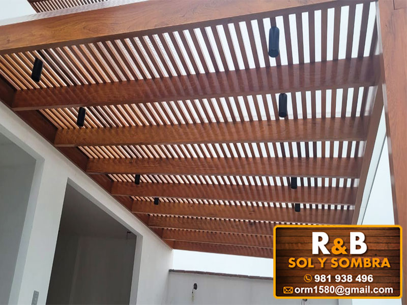 fabricación e instalación de escaleras de madera, techos de madera, techos sol y sombra, techos colgantes