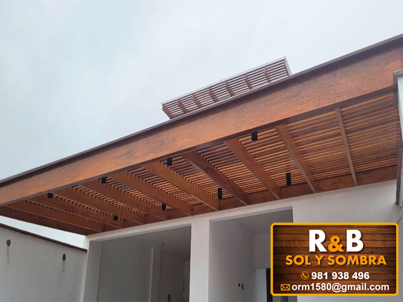 fabricación e instalación de escaleras de madera, techos de madera, techos sol y sombra, techos colgantes