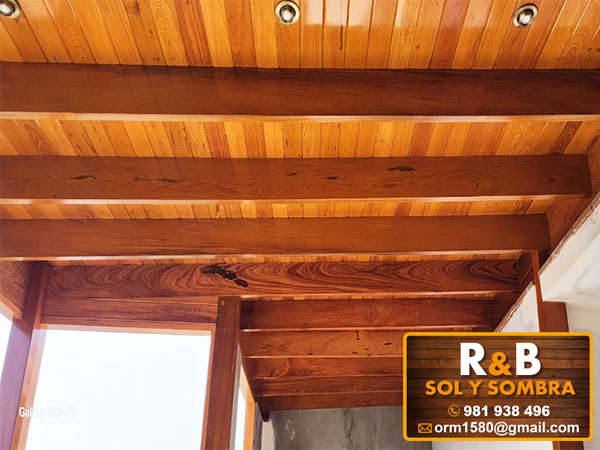 fabricación e instalación de techos machihembrados, techos de madera, techos sol y sombra, techos colgantes