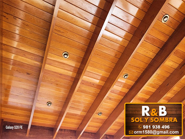 fabricación e instalación de techos machihembrados, techos de madera, techos sol y sombra, techos colgantes