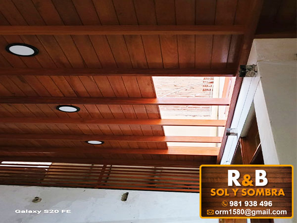 fabricación e instalación de techos machihembrados, techos de madera, techos sol y sombra, techos colgantes