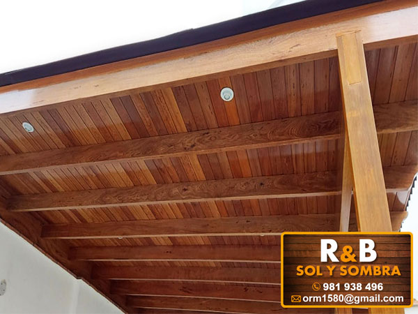 fabricación e instalación de techos machihembrados, techos de madera, techos sol y sombra, techos colgantes