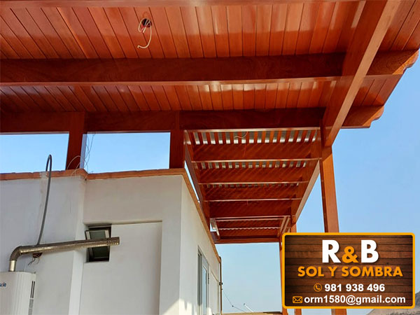 fabricación e instalación de techos machihembrados, techos de madera, techos sol y sombra, techos colgantes