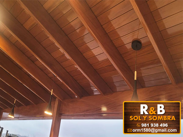 fabricación e instalación de techos machihembrados, techos de madera, techos sol y sombra, techos colgantes