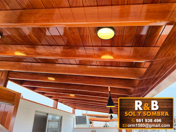 fabricación e instalación de techos machihembrados, techos de madera, techos sol y sombra, techos colgantes