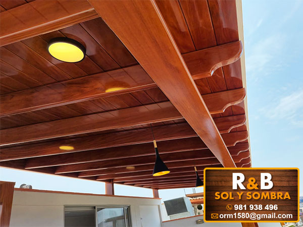 fabricación e instalación de techos machihembrados, techos de madera, techos sol y sombra, techos colgantes