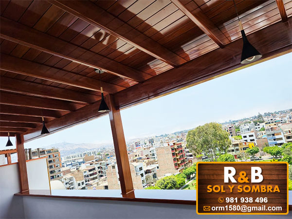 fabricación e instalación de techos machihembrados, techos de madera, techos sol y sombra, techos colgantes