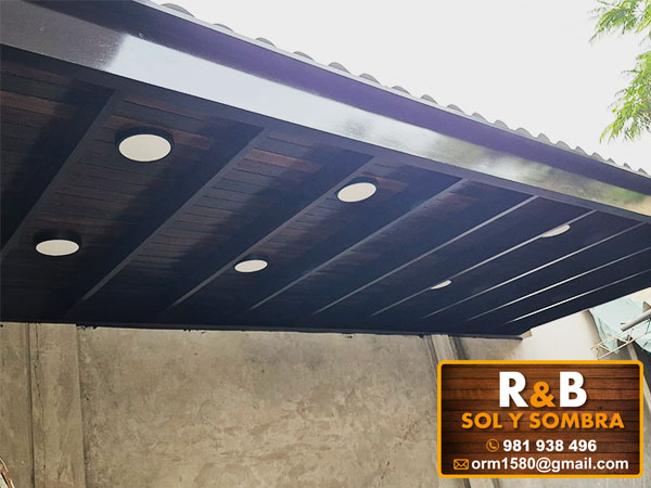 fabricación e instalación de techos machihembrados, techos de madera, techos sol y sombra, techos colgantes