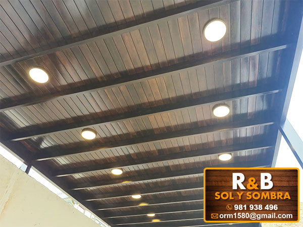 fabricación e instalación de techos machihembrados, techos de madera, techos sol y sombra, techos colgantes