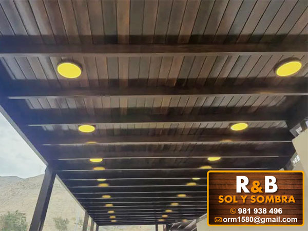 fabricación e instalación de techos machihembrados, techos de madera, techos sol y sombra, techos colgantes