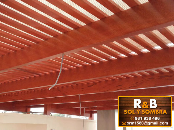 fabricación e instalación de techos sol y sombra, techos de madera,  techos colgantes y escaleras de madera