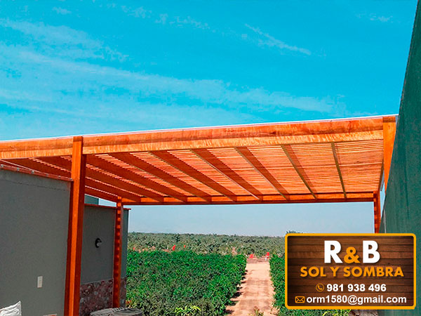 techo sol y sombra, techo de madera